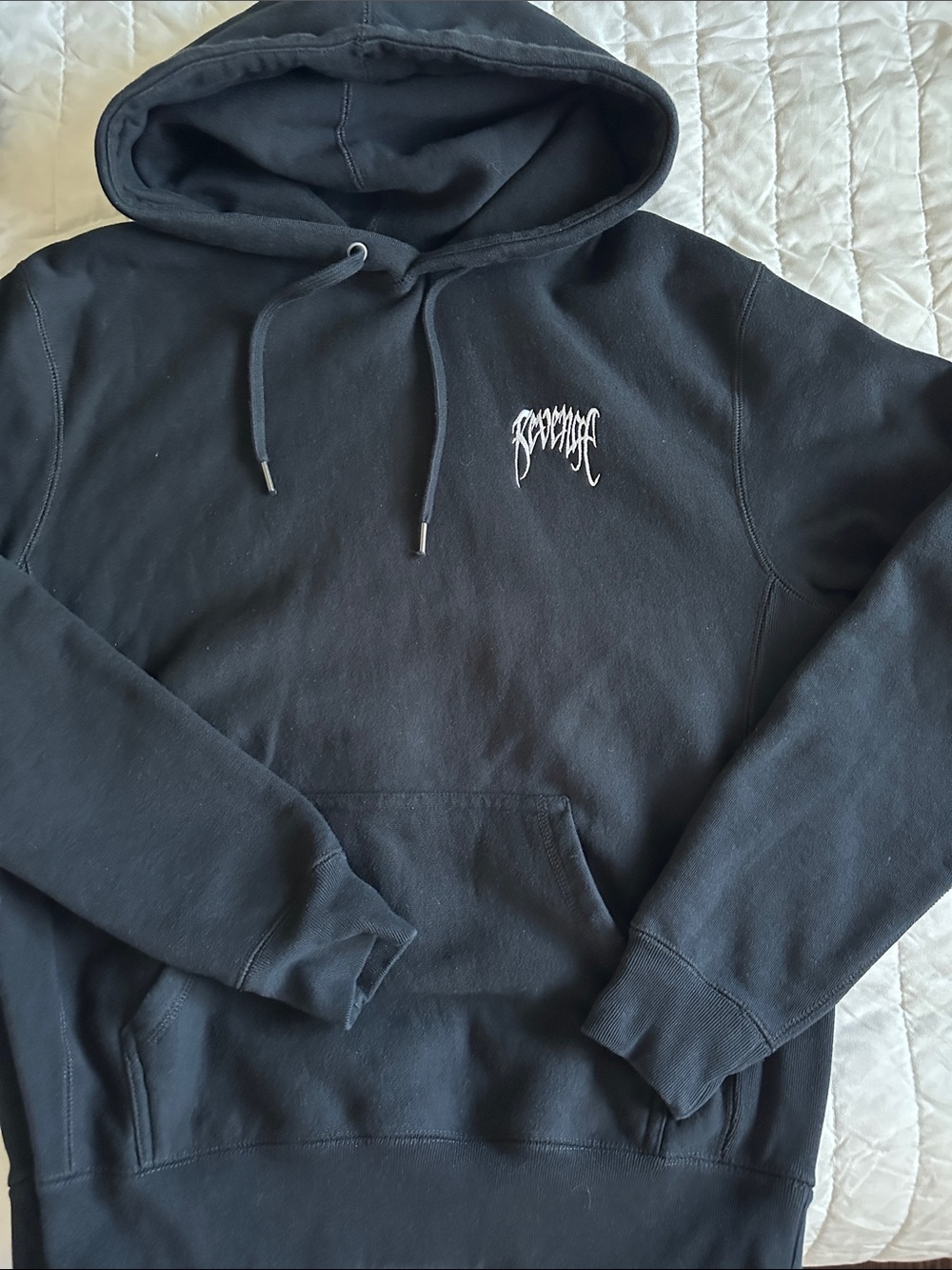 Revenge Clothing Black Hoodie with White Chest Logo